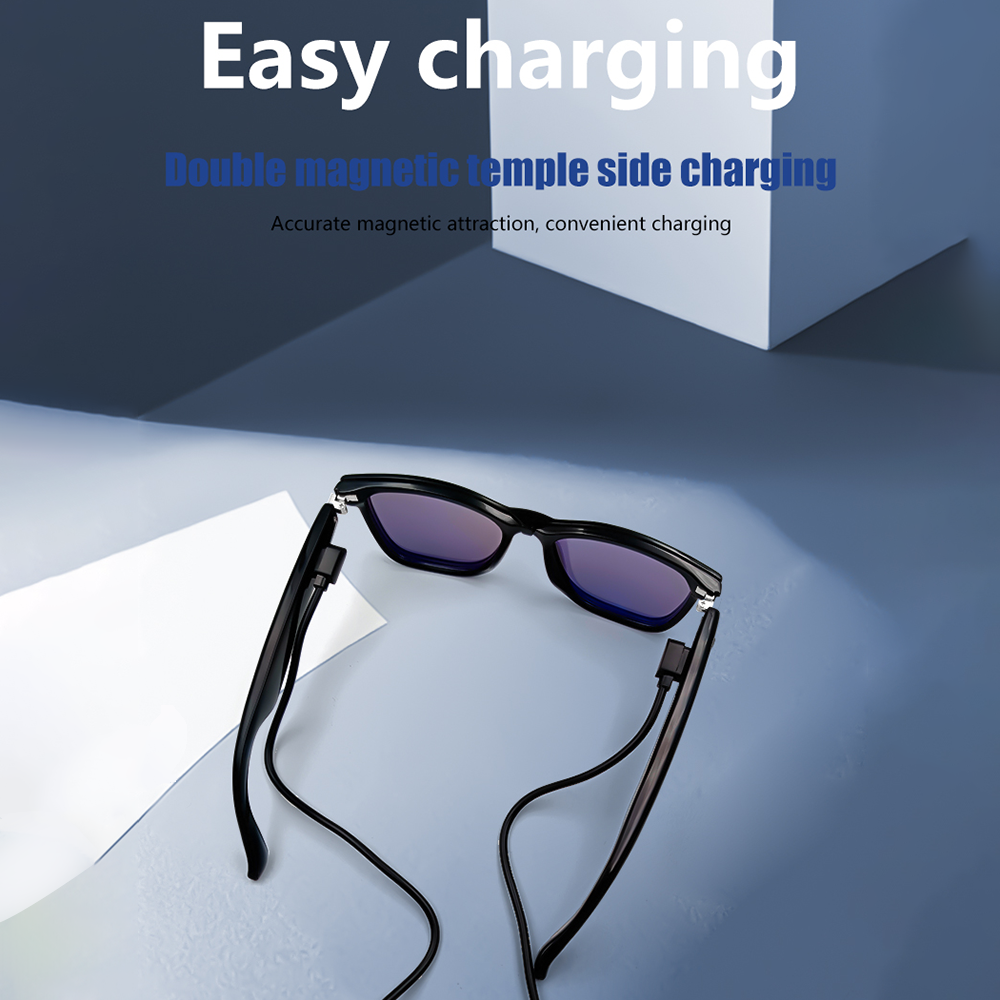 SENBONO GS05 smart glasses, detachable colored sunglasses, music control and remote photo taking function, voice assistant, best choice for fishing and mountaineering