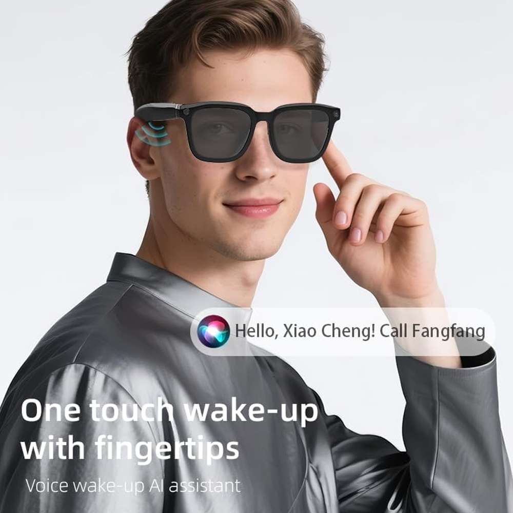 SENBONO V03smart ai glasses uv400 anti-ultraviolet round frame video call recording 5MP HD music playback ai object recognition sports smart outdoor sunglasses