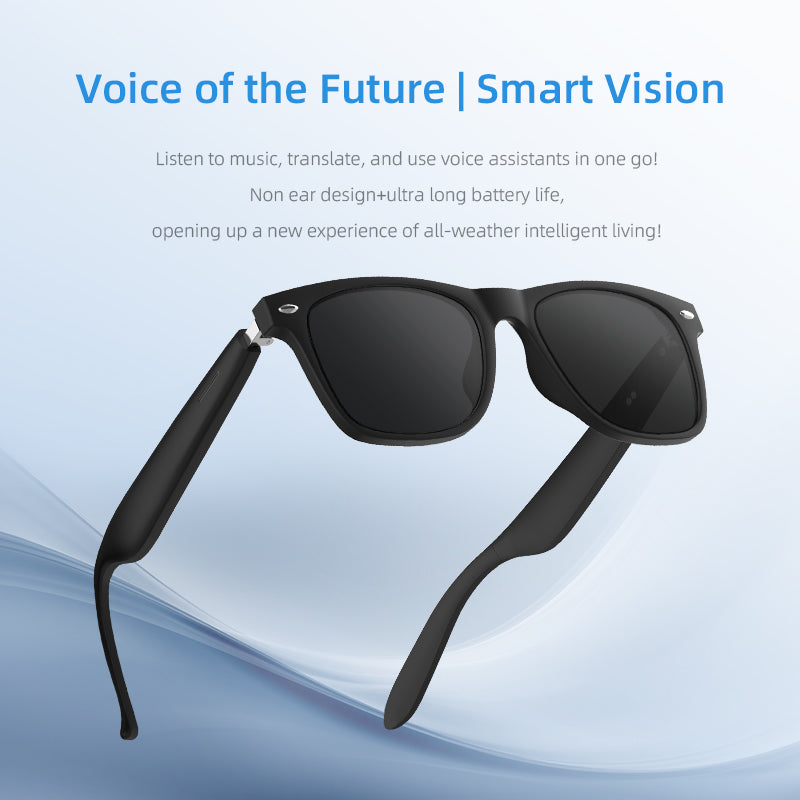 SENBONO Smart Glasses A01 Polarized Sunglasses Men and Women Bluetooth Glasses Remote Control Shooting Voice Assistant Microphone Anti-UV/Driving/Fishing/Listening to Music