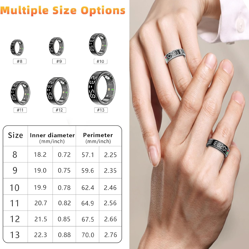 SENBONO Smart Ring, Stainless Steel, Bluetooth 5.3, Health Monitoring, Gesture Interaction, Sleep Monitoring, Somatosensory Gaming, 5ATM Waterproof, High-End Fashion Smart Couple Ring