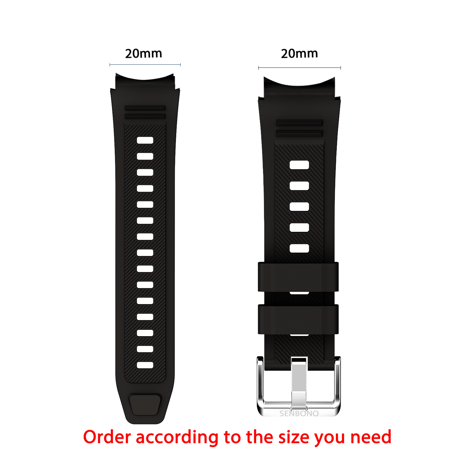 Smart accessories silicone strap, leather strap, steel strap for SENBONO smart watch