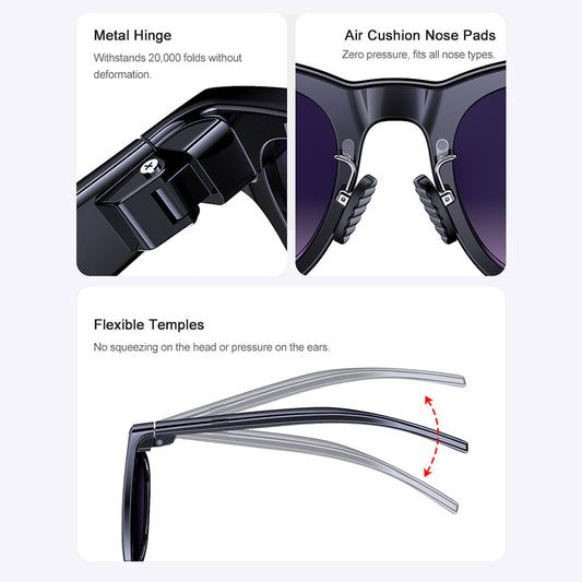SENBONO Smart Translation Glasses A2 are equipped with an 8MP high-definition camera (GPT large model), an AI translation assistant, Bluetooth calling with dual microphones and noise reduction, and are compatible with Android and iOS systems.