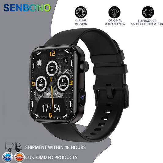 SENBONO Fashion smartwatch P51, preview phone camera, remote control photos, make calls via Bluetooth, with more than 100 sports modes, recording, 512 RAM and long standby time