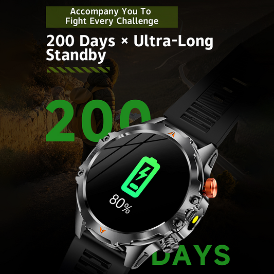 SENBONO V75 1.46-inch TFT Outdoor Smartwatch with Android, Altitude, Air Pressure, and Blood Oxygen Monitoring, GPS, Compass, Bluetooth, Fitness Tracker, and Sports Smartwatch