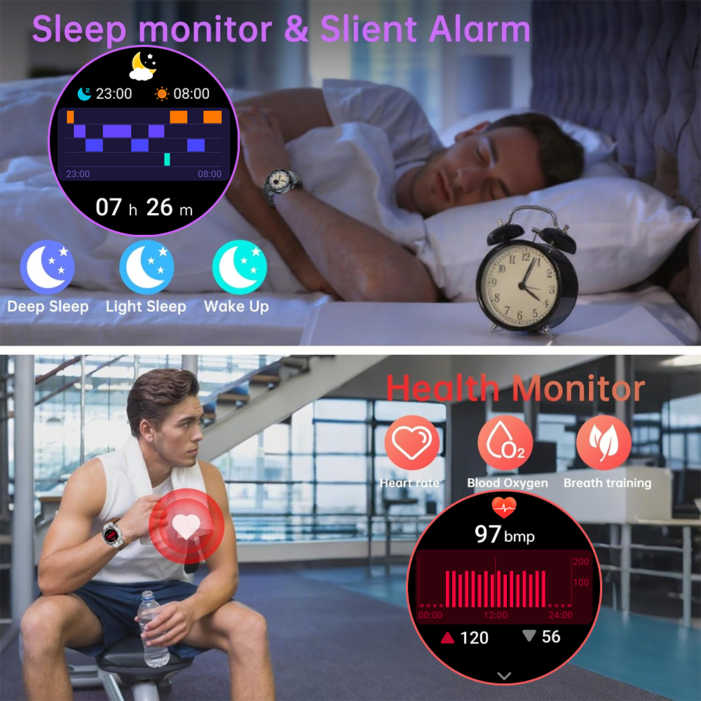 The SENBONO Android Smartwatch damen C10 features GPS, a compass, wireless calling, heart rate and blood oxygen monitoring, multiple sports function modes, and a 1.53-inch IPS HD screen suitable for outdoor use.