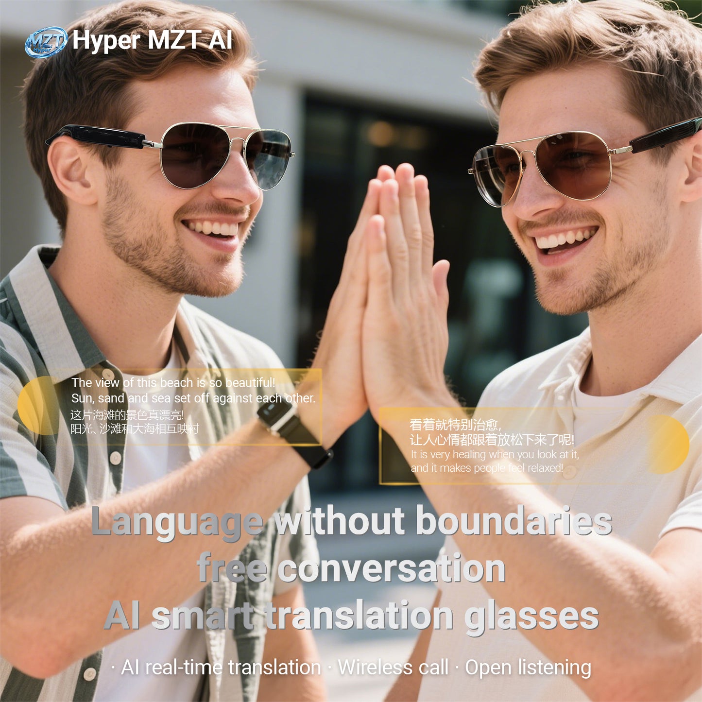 SENBONO Smart AI Translation Glasses F18 Bluetooth Call Voice Assistant Music Playback Headphones Noise Reduction Remote Control Photography Pilot Smart Glasses
