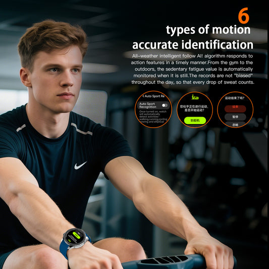 SENBONO max88 men's smart fitness watch has a 1.43-inch full touch screen, 5ATM waterproof, 45-day battery life, blood oxygen monitoring experience, supports GPS, GPT, waterproof smart watch