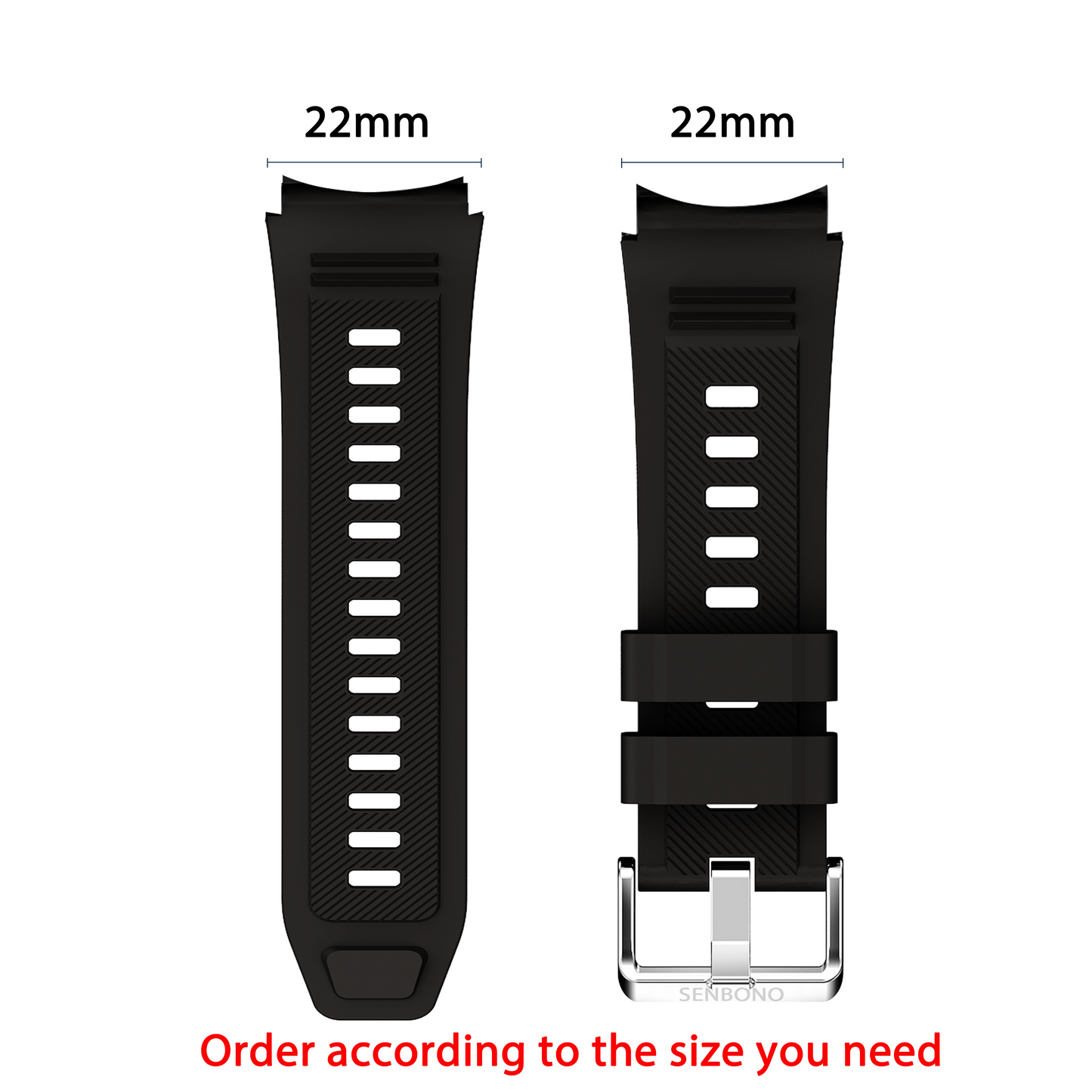 Smart accessories silicone strap, leather strap, steel strap for SENBONO smart watch