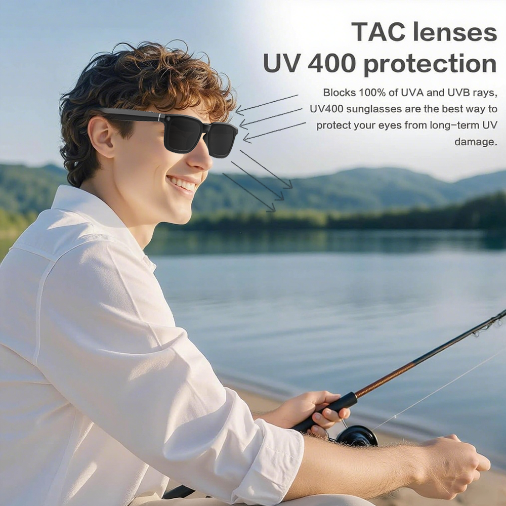 SENBONO V03smart ai glasses uv400 anti-ultraviolet round frame video call recording 5MP HD music playback ai object recognition sports smart outdoor sunglasses