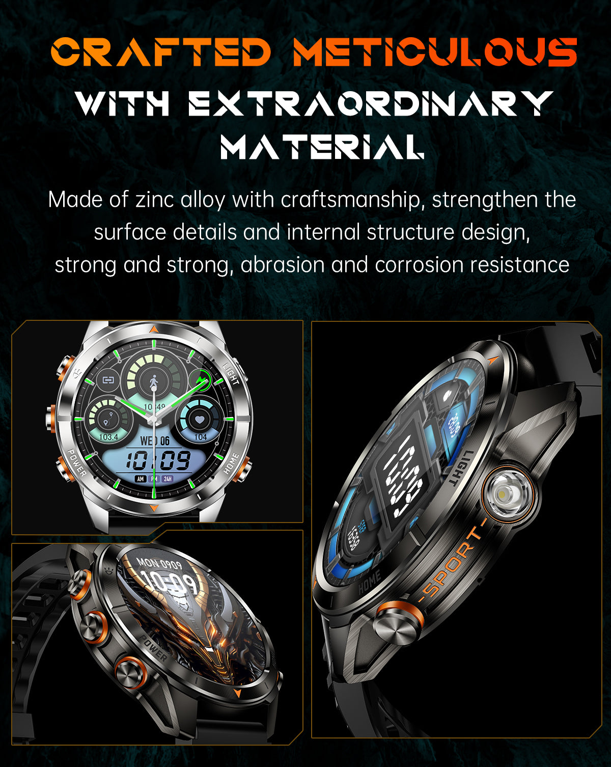 SENBONO KT80smartwatch 1.46-inch remote control camera full-screen touch heart rate blood oxygen pressure monitoring + exercise record + sleep / women's health management smartwatch