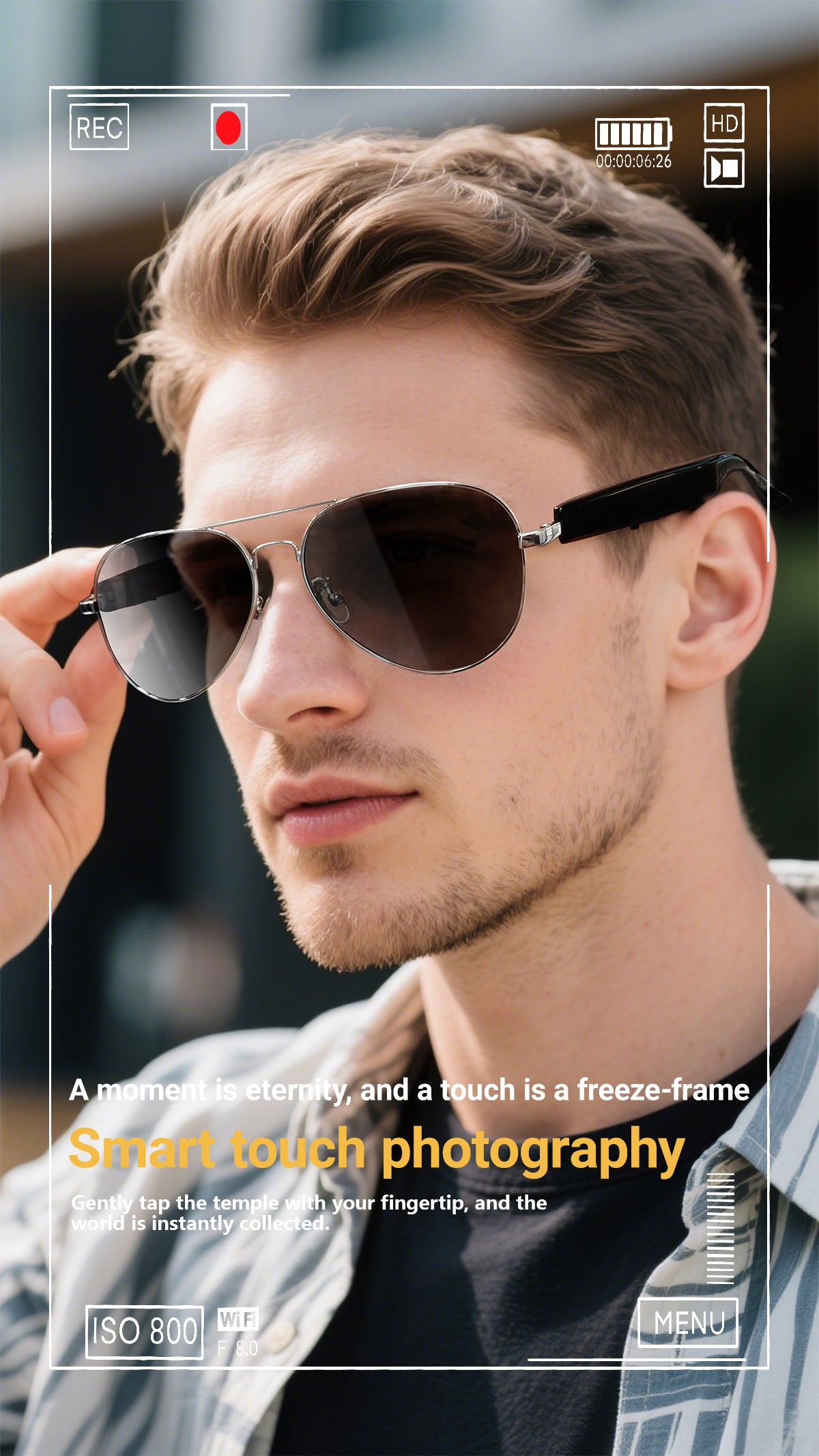 SENBONO Smart AI Translation Glasses F18 Bluetooth Call Voice Assistant Music Playback Headphones Noise Reduction Remote Control Photography Pilot Smart Glasses