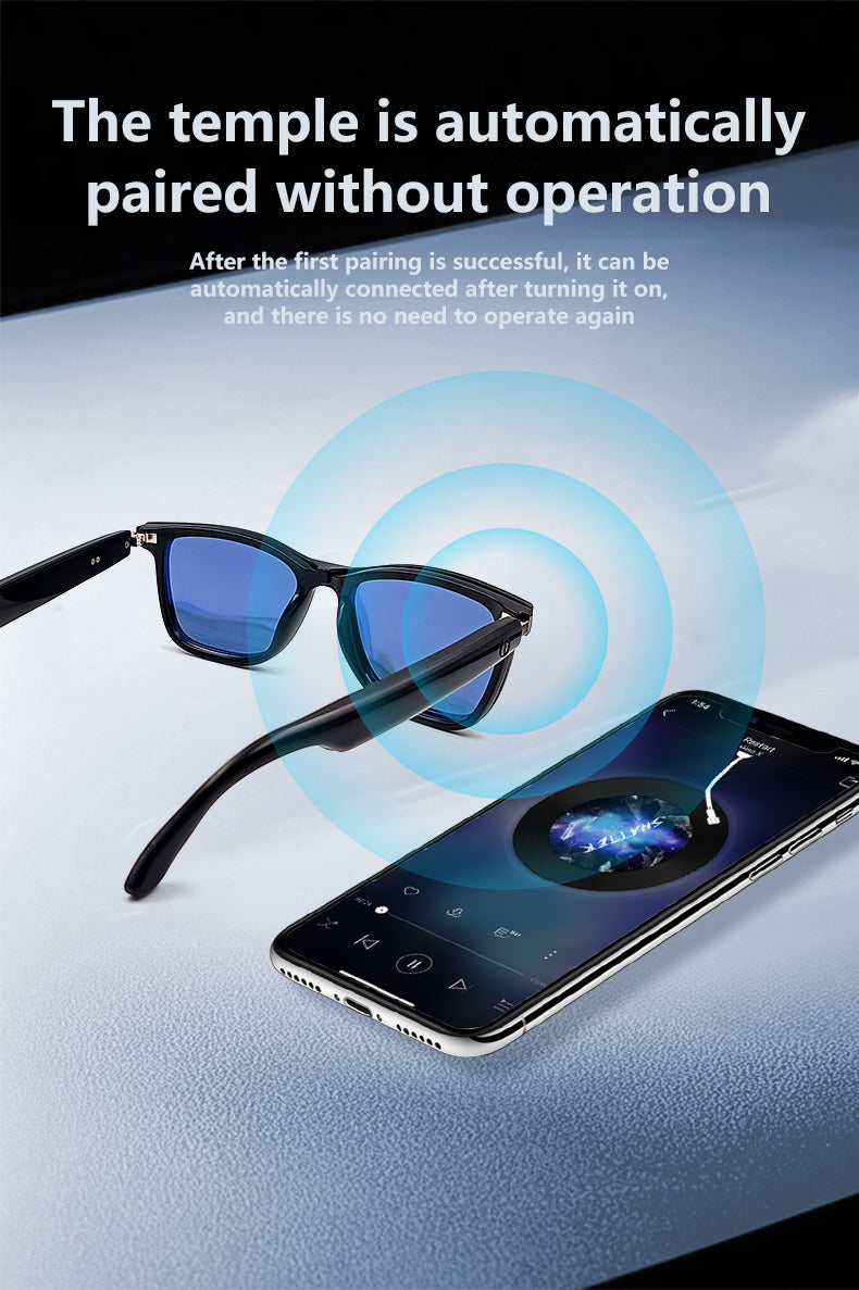 SENBONO GS05 smart glasses, detachable colored sunglasses, music control and remote photo taking function, voice assistant, best choice for fishing and mountaineering