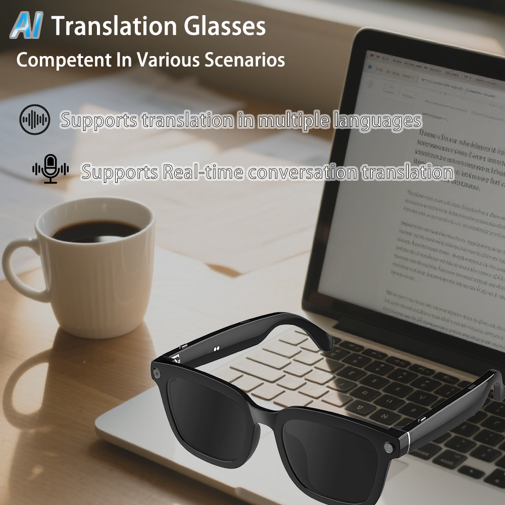 SENBONO V03smart ai glasses uv400 anti-ultraviolet round frame video call recording 5MP HD music playback ai object recognition sports smart outdoor sunglasses