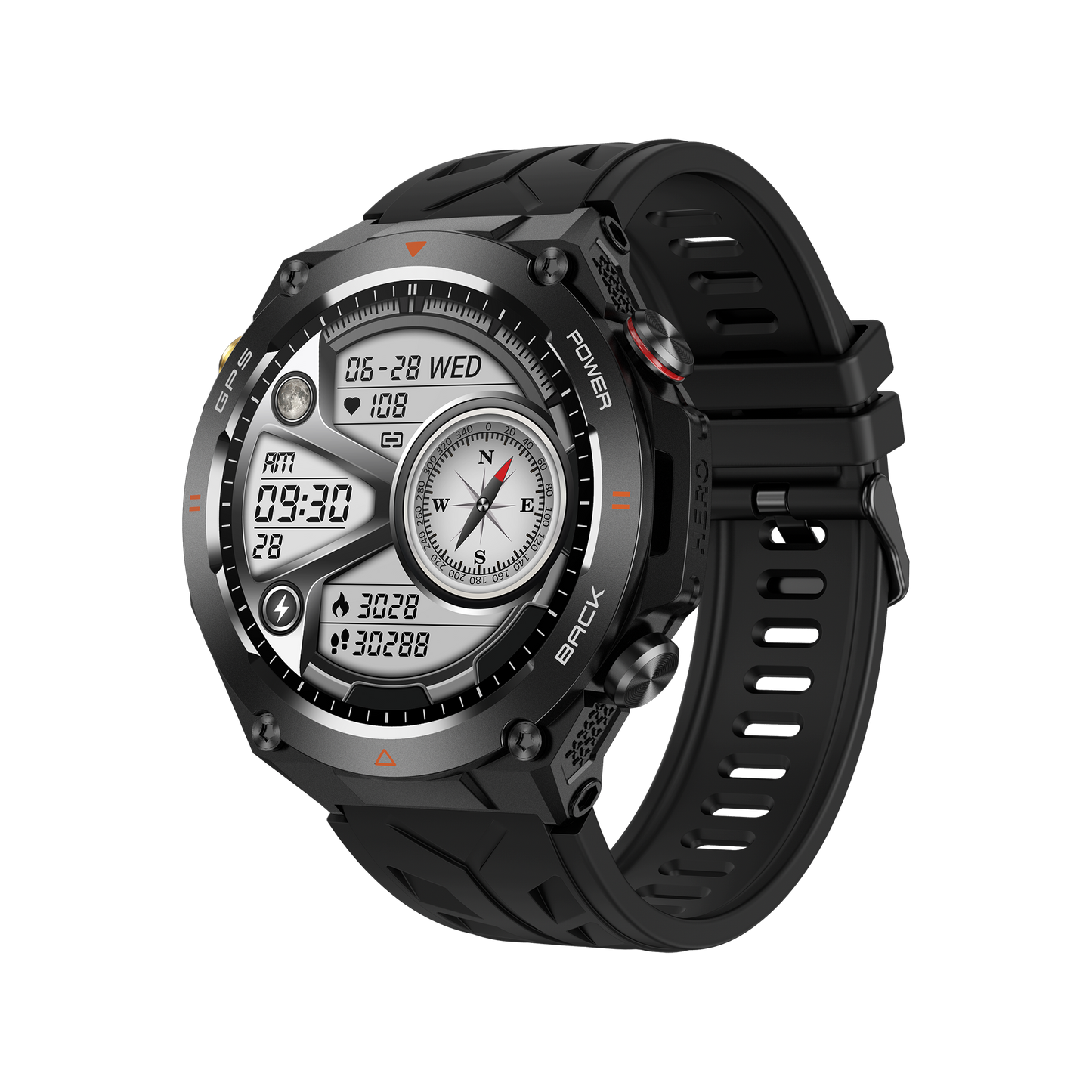 SENBONO Smart watch KC82 has built-in PGS positioning sports tracking altitude compass function AI voice assistant and Bluetooth call function and is suitable for fitness mountaineering daily life etc