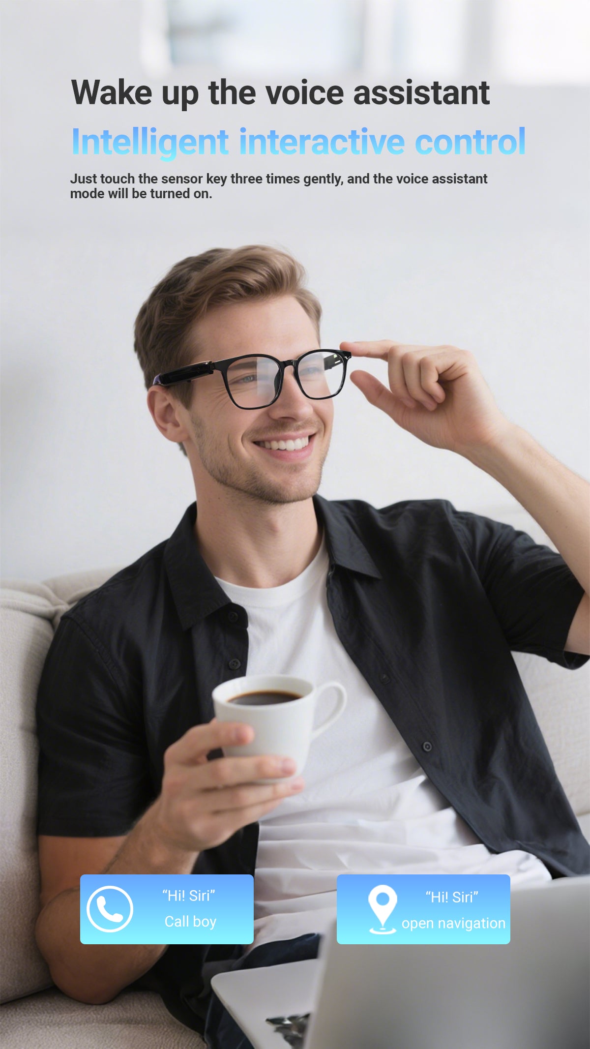 SENBONO F16 smart glasses AI translation music noise reduction wireless Bluetooth hands-free call remote control photo outdoor sports smart glasses