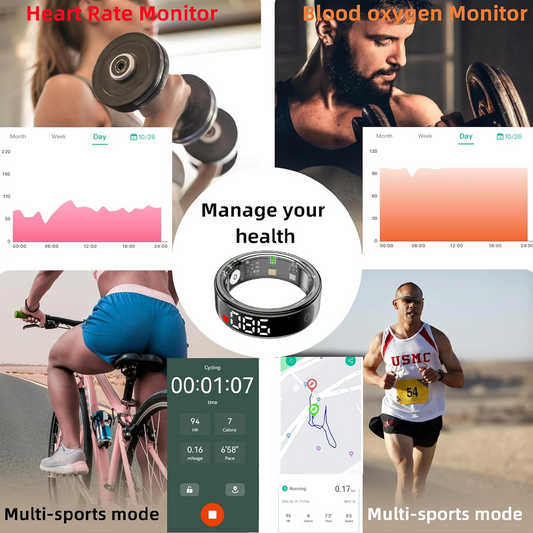 SENBONO Smart Ring, Stainless Steel, Bluetooth 5.3, Health Monitoring, Gesture Interaction, Sleep Monitoring, Somatosensory Gaming, 5ATM Waterproof, High-End Fashion Smart Couple Ring