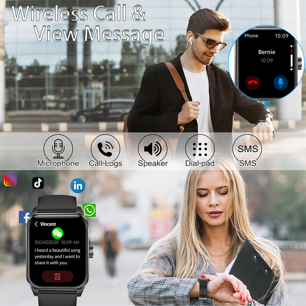 SENBONO Smart Watch V25Z Bluetooth Call 1.85 inches 240*284 HD large screen 3D dynamic dial 60HZ high refresh rate IP68 waterproof Daily use Message push Multiple health function monitoring