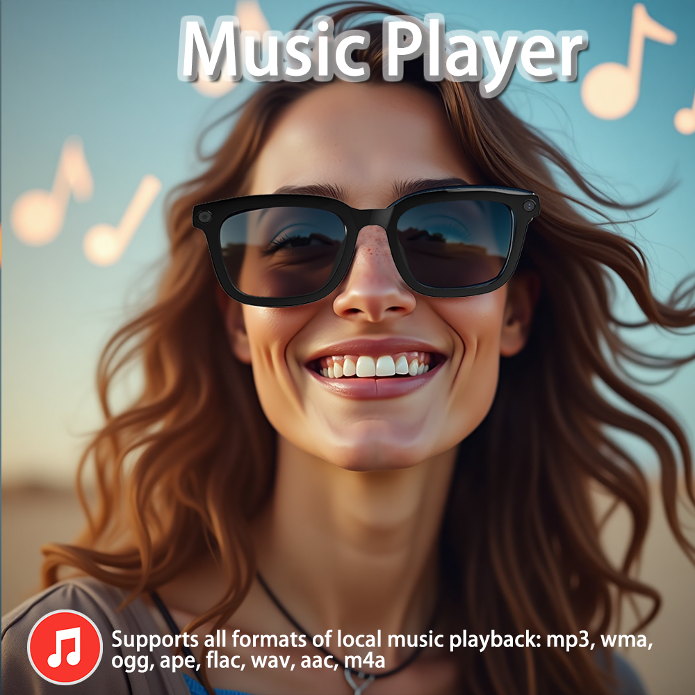 SENBONO V03smart ai glasses uv400 anti-ultraviolet round frame video call recording 5MP HD music playback ai object recognition sports smart outdoor sunglasses