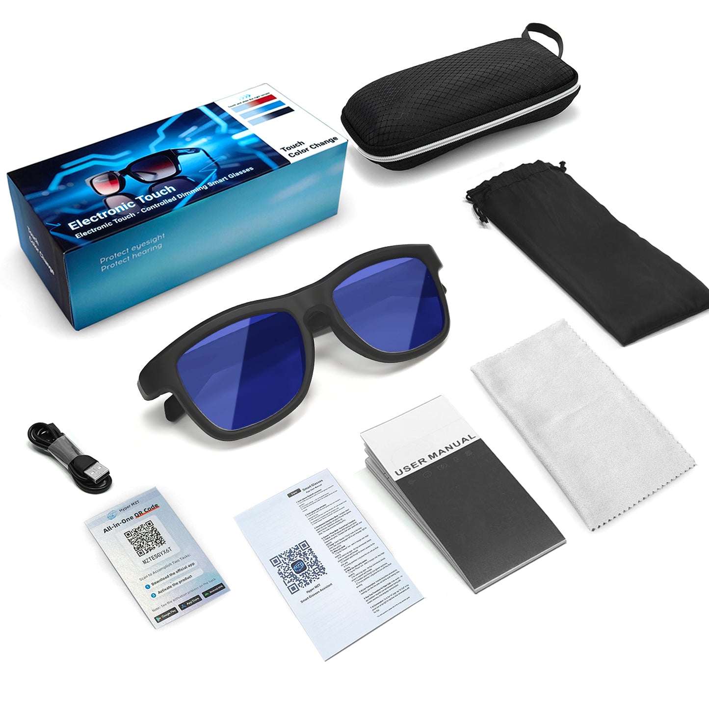 SENBONO smart translation glasses GV90 lenses slide to change color, UV400 anti-dizziness, unilateral magnetic charging, answering and making calls, playing music, and remote control photography.