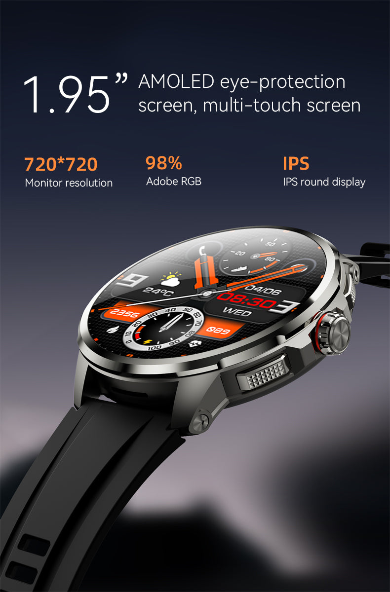 SENBONO Smart 4G watch H99, 1.95 inches, 200w rotating camera, 1100MAH large battery, GPS, video call, NFC access control, card-insertable 4G Android smart watch (with heart rate monitoring)