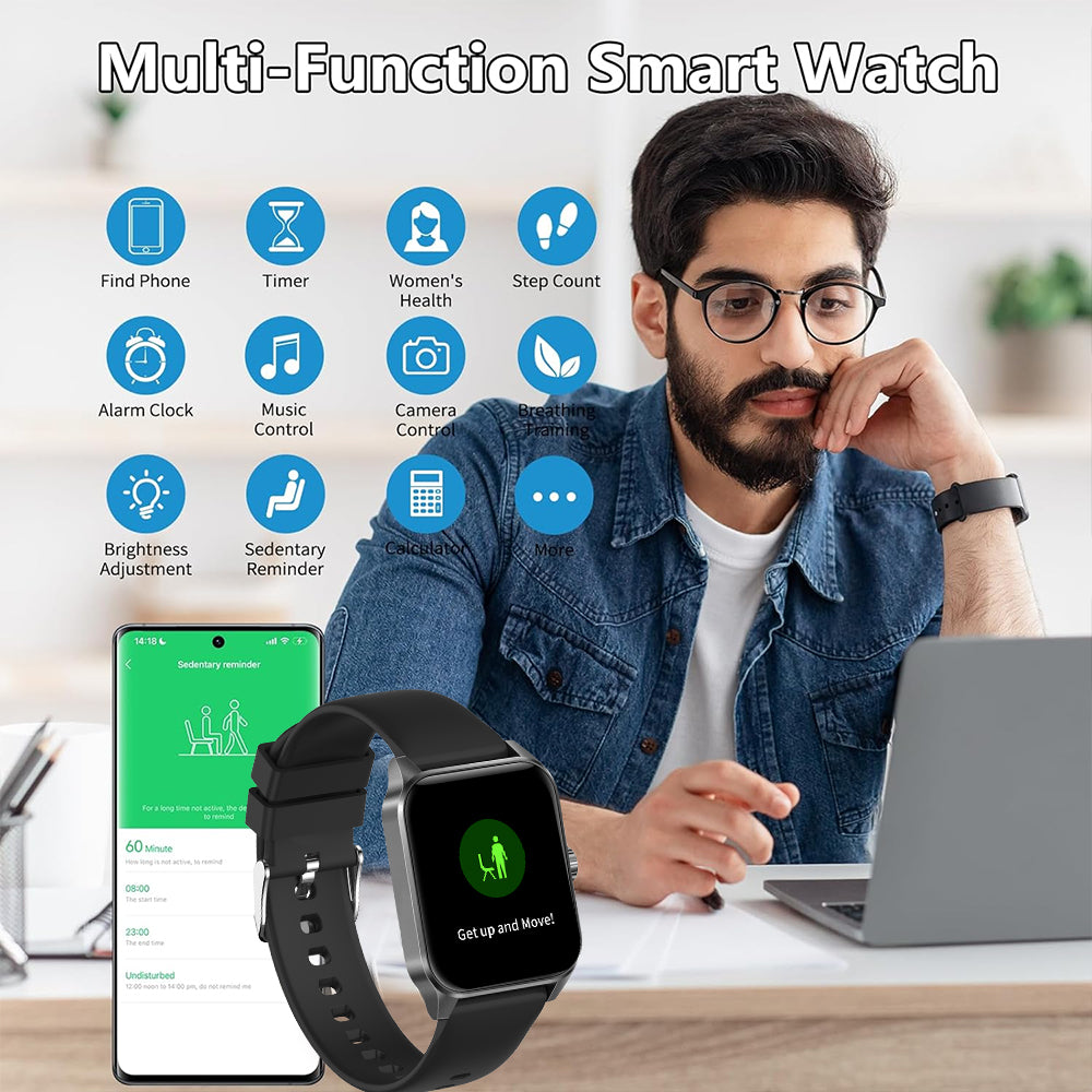 SENBONO  Smart Watch V25Z Bluetooth Call 1.85 inches 240*284 HD large screen 3D dynamic dial 60HZ high refresh rate IP68 waterproof Daily use Message push Multiple health function monitoring