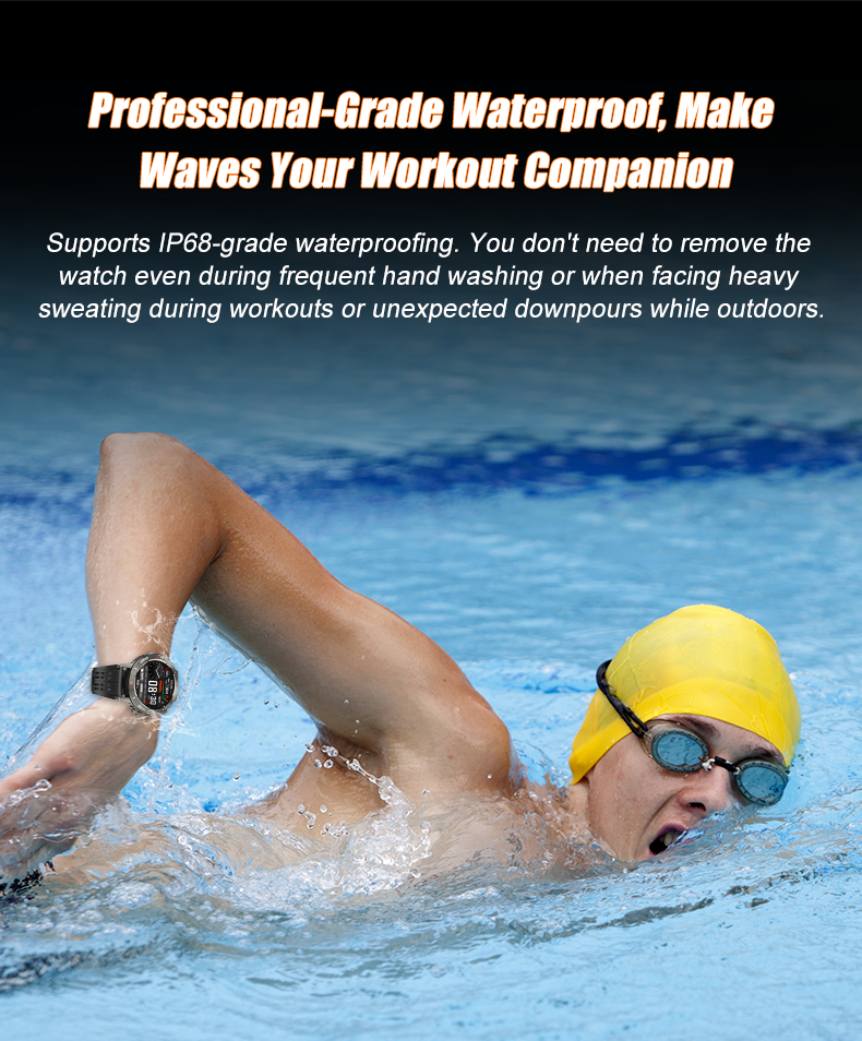 SENBONO men's sports smart watch S81PRO has functions such as wireless calling iPX8 waterproof alloy body and silicone strap, music control, multi-function reminder, etc.