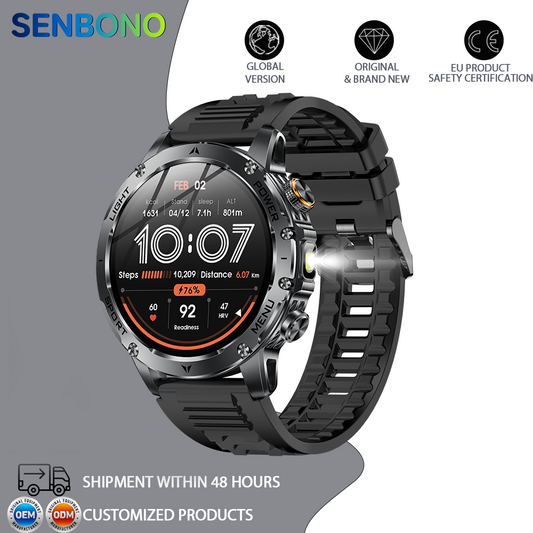 SENBONO smart watch AK87 wireless Bluetooth call 1.7 inches HD high resolution IP67 waterproof, heart rate blood oxygen infrared sensor to measure blood oxygen, richer UI scenes.
