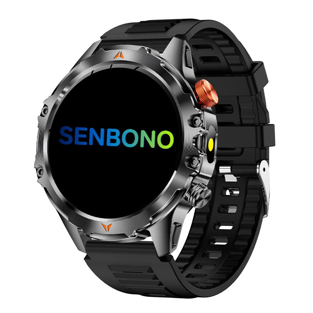 SENBONO V75 1.46-inch TFT Outdoor Smartwatch with Android, Altitude, Air Pressure, and Blood Oxygen Monitoring, GPS, Compass, Bluetooth, Fitness Tracker, and Sports Smartwatch