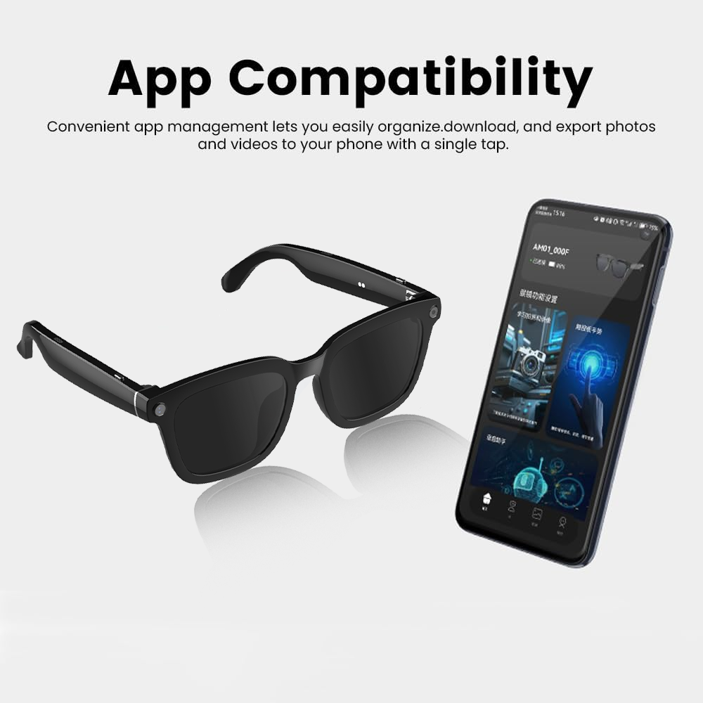 SENBONO V03smart ai glasses uv400 anti-ultraviolet round frame video call recording 5MP HD music playback ai object recognition sports smart outdoor sunglasses