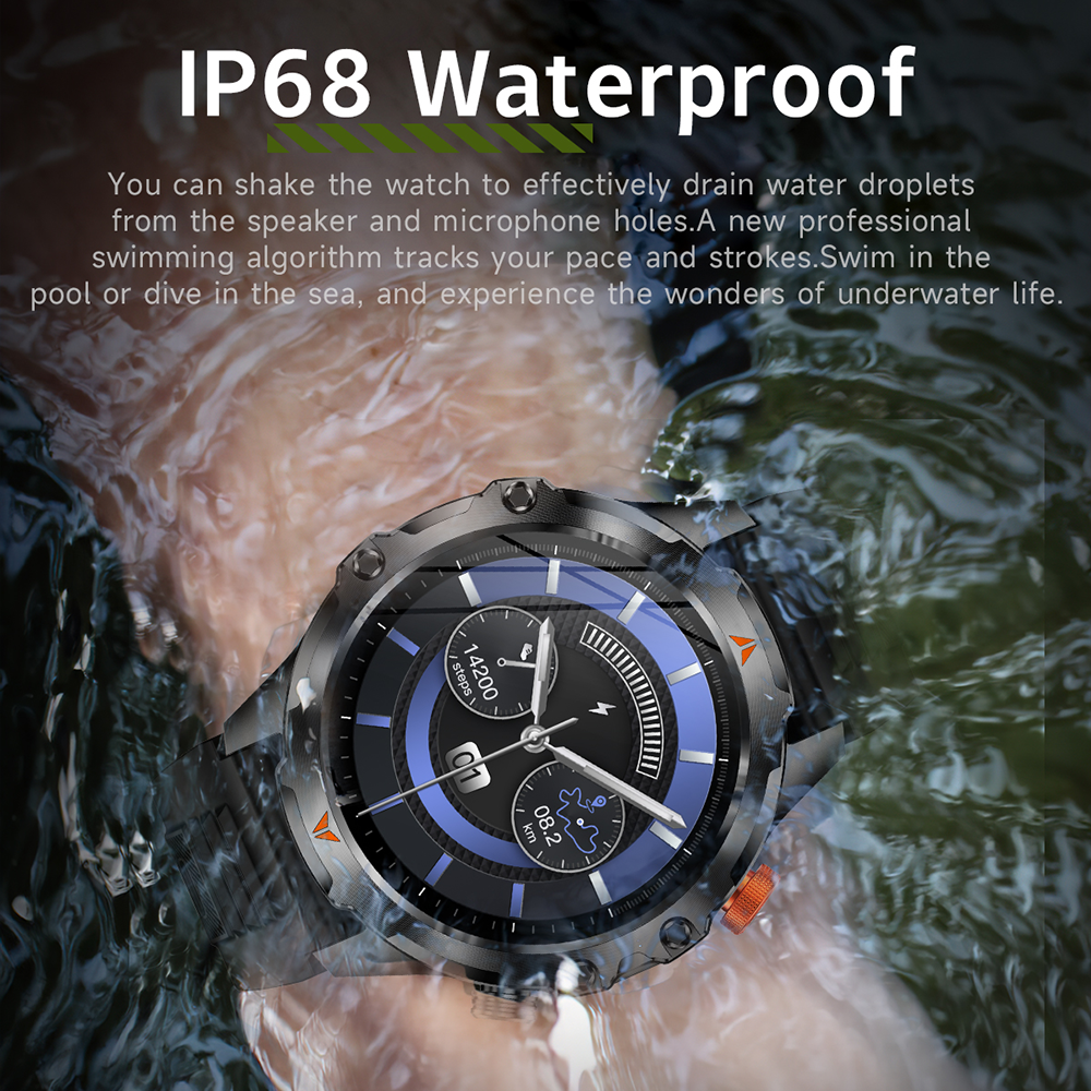 SENBONO V75 1.46-inch TFT Outdoor Smartwatch with Android, Altitude, Air Pressure, and Blood Oxygen Monitoring, GPS, Compass, Bluetooth, Fitness Tracker, and Sports Smartwatch