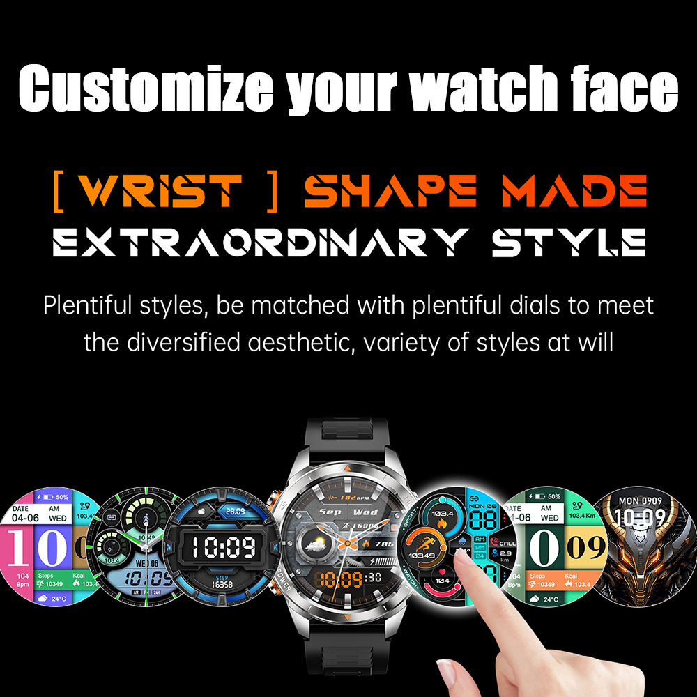 SENBONO KT80smartwatch 1.46-inch remote control camera full-screen touch heart rate blood oxygen pressure monitoring + exercise record + sleep / women's health management smartwatch