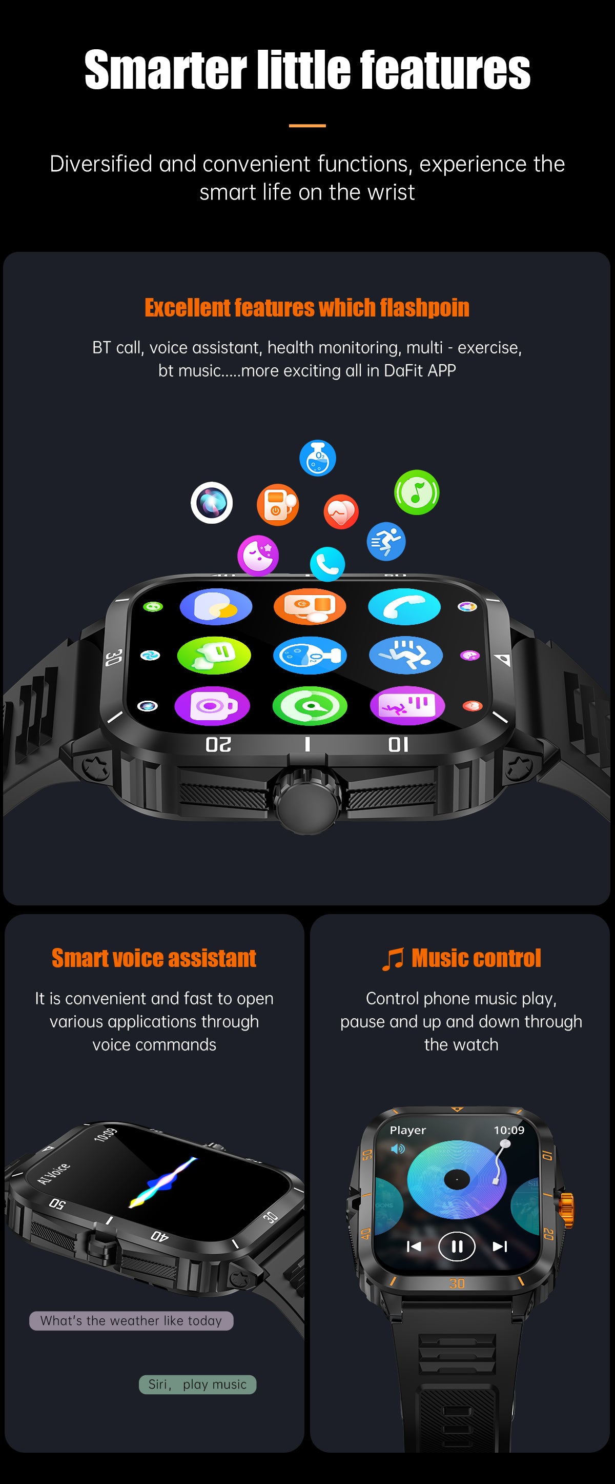 "SENBONO 1.96"" HD Smart Watch – Waterproof, Wireless Call, Multi-Sport Modes, Long Battery Life"