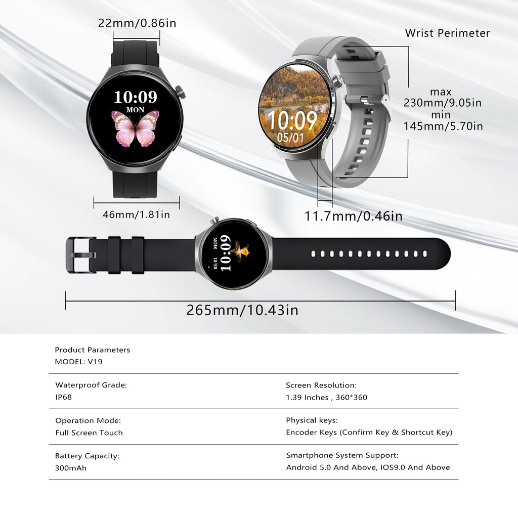 SENBONO smart watch Bluetooth wireless call 3D dial customized heart rate blood oxygen monitoring menstrual management sports outdoor smart watch