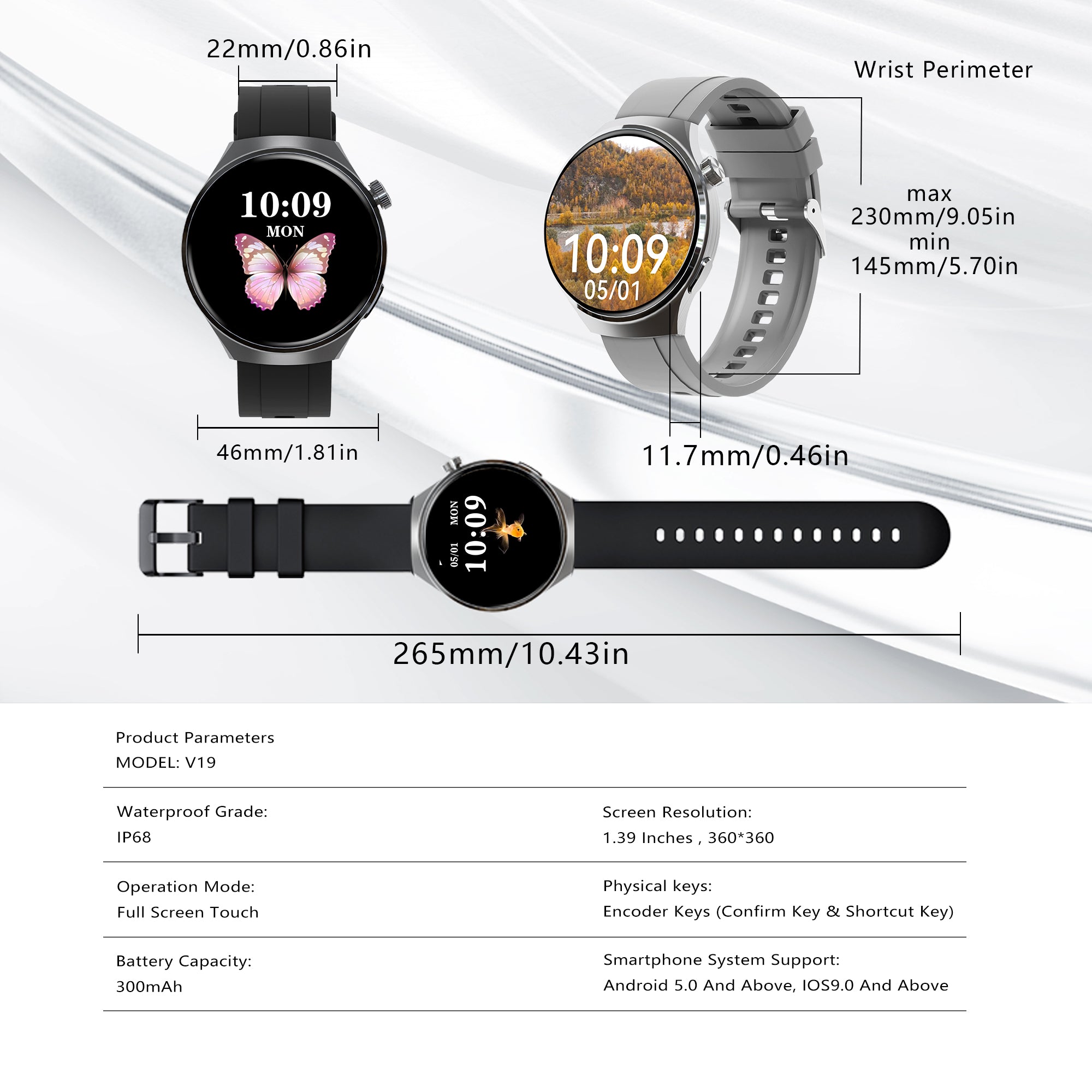 SENBONO V19 Smart Outdoor Watch with Wireless Bluetooth Calling, Fitness Tracker, Heart Rate Monitor, 3D Dynamic Watch Face, Lightweight Fitness Outdoor Smart Sports Watch