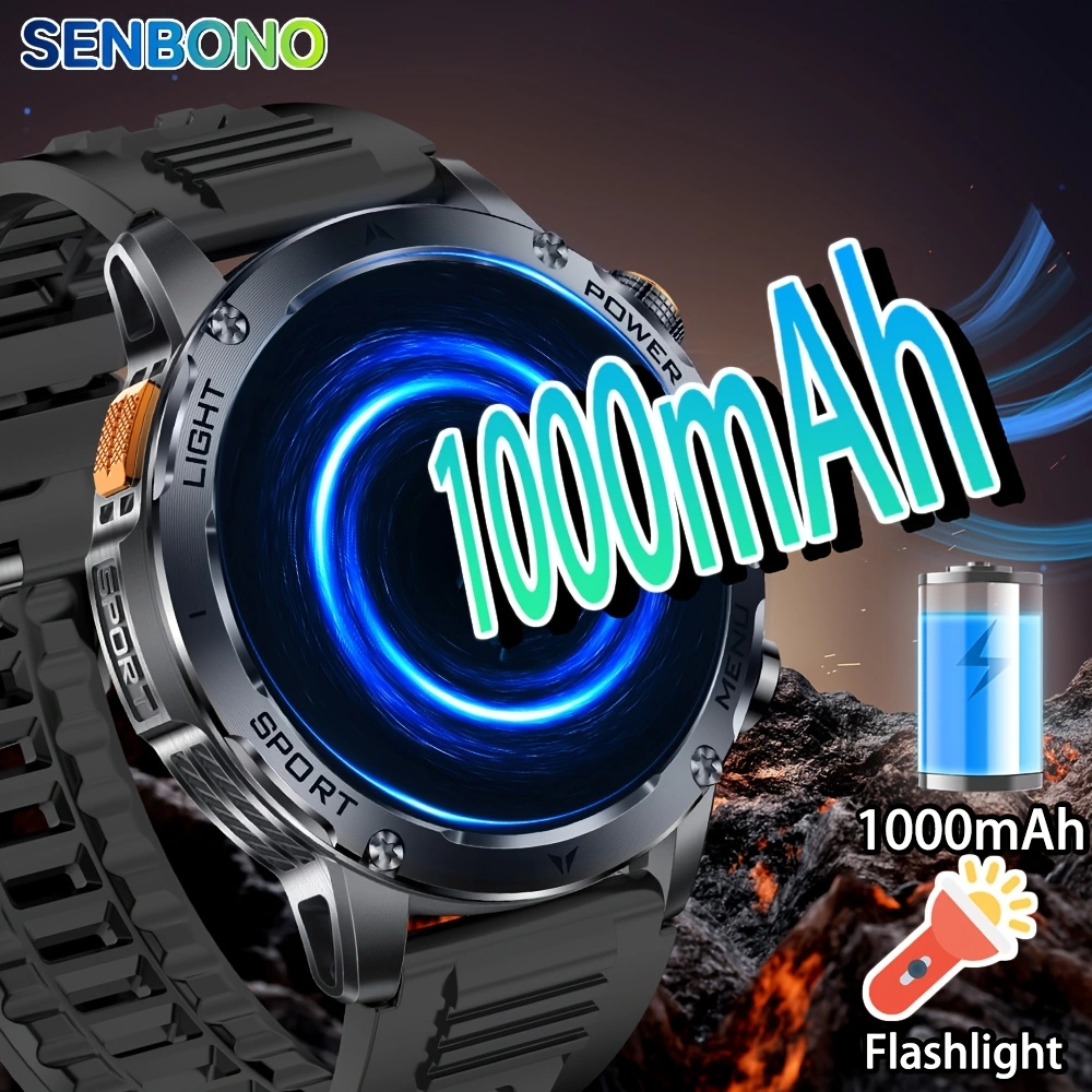 SENBONO smart watch AK87 wireless Bluetooth call 1.7 inches HD high resolution IP67 waterproof, heart rate blood oxygen infrared sensor to measure blood oxygen, richer UI scenes.