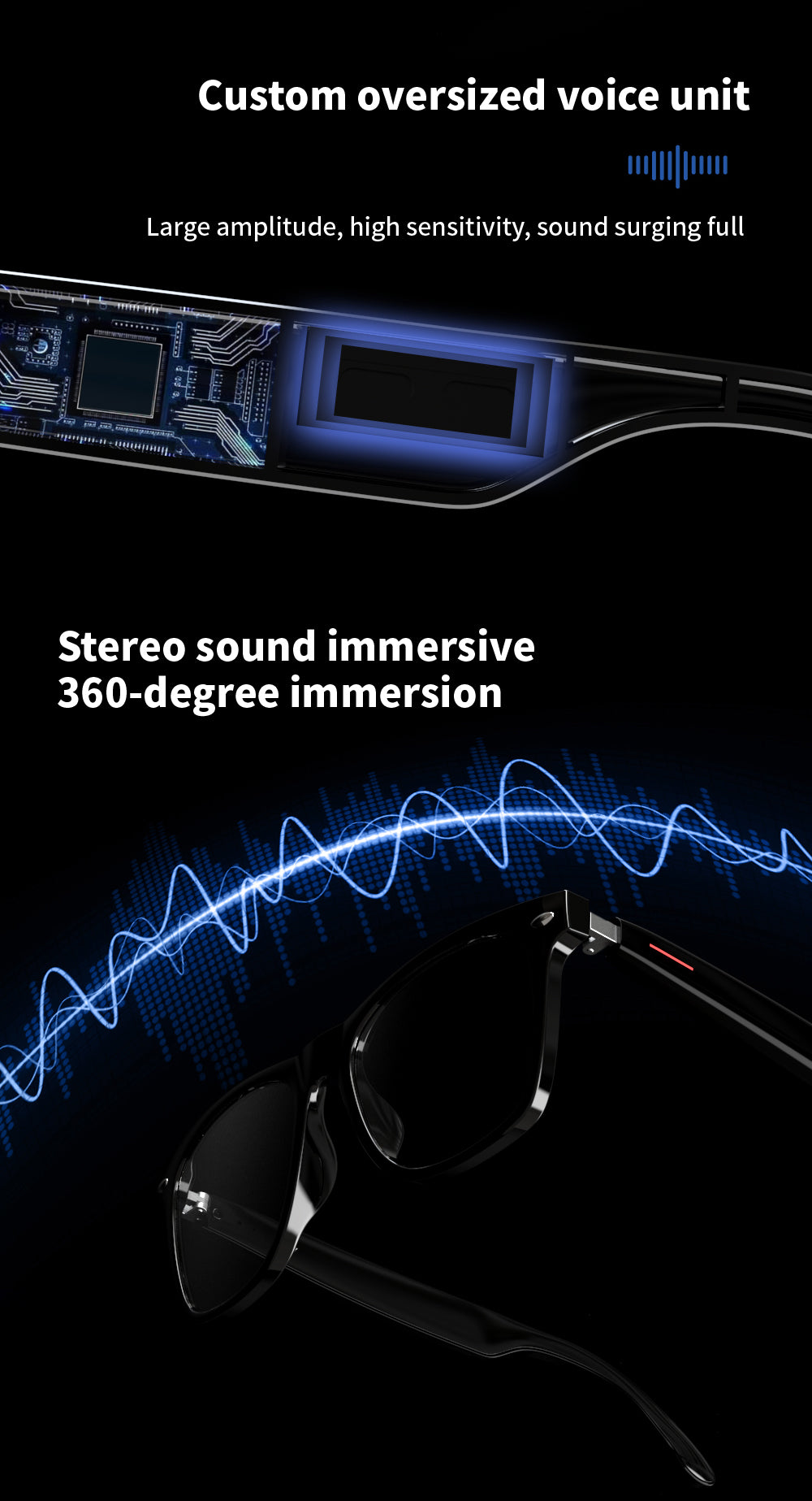 SENBONO Smart Glasses E13 Wireless BT 5.0 Sunglasses Outdoor Sport Hands-Free Call Music Headphone Anti-Blue Eyeglasses