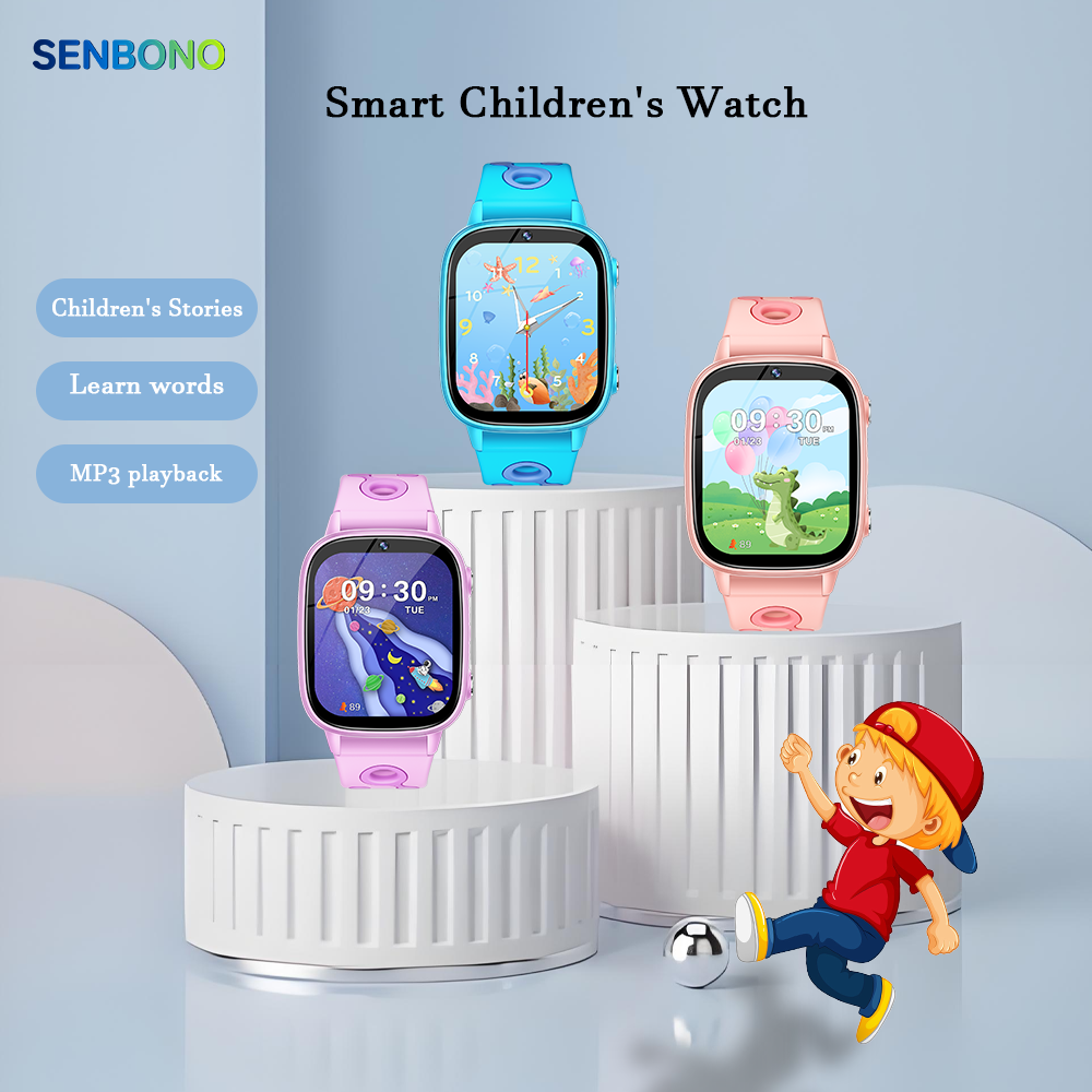 SENBONO smart children's M03watch 1.8 inches, built-in camera, MP3 player, alarm clock, flashlight, children's story, learning words, children's smart watch