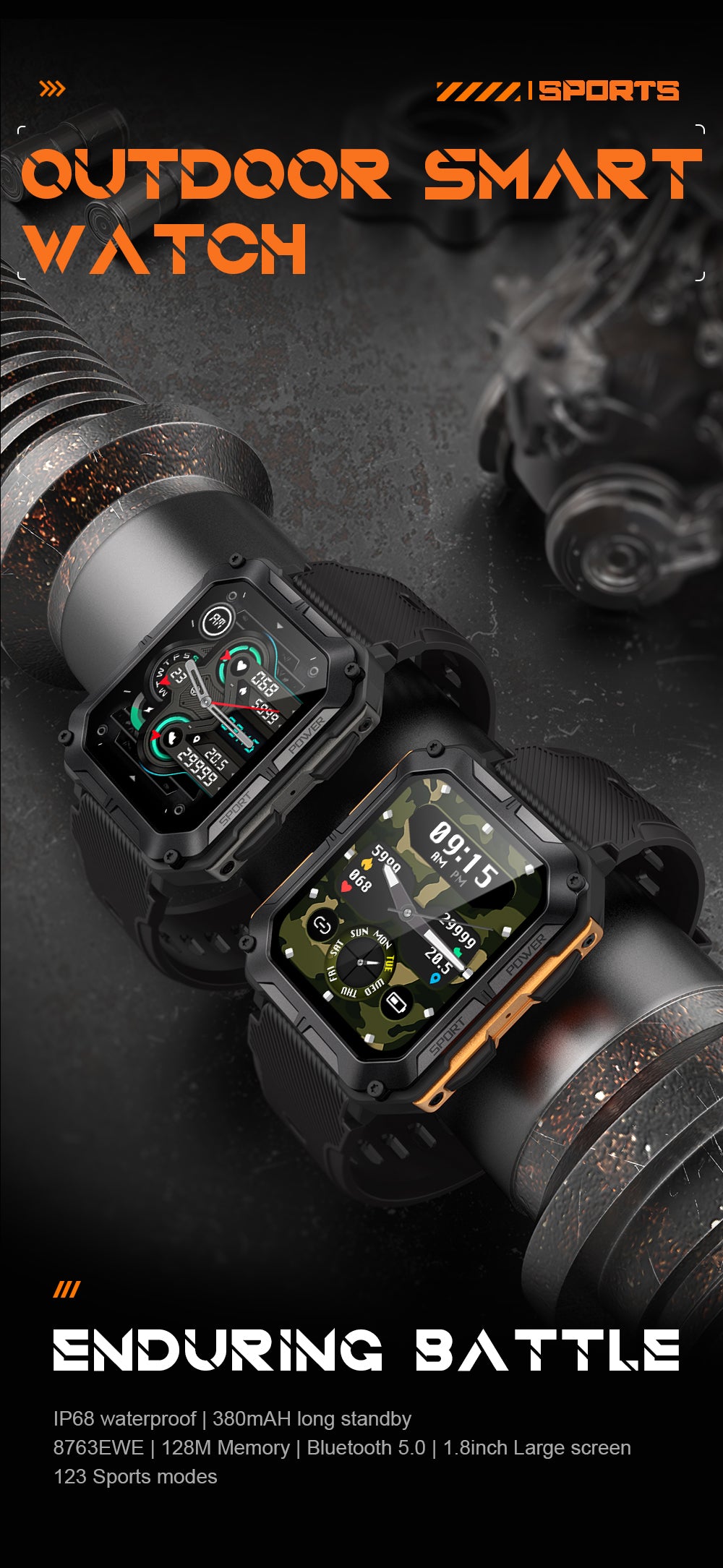 SENBONO Smartwatch C20pro supports wireless calls, music playback, calorie monitoring, fitness tracking, breathing training, and is compatible with iOS and Android