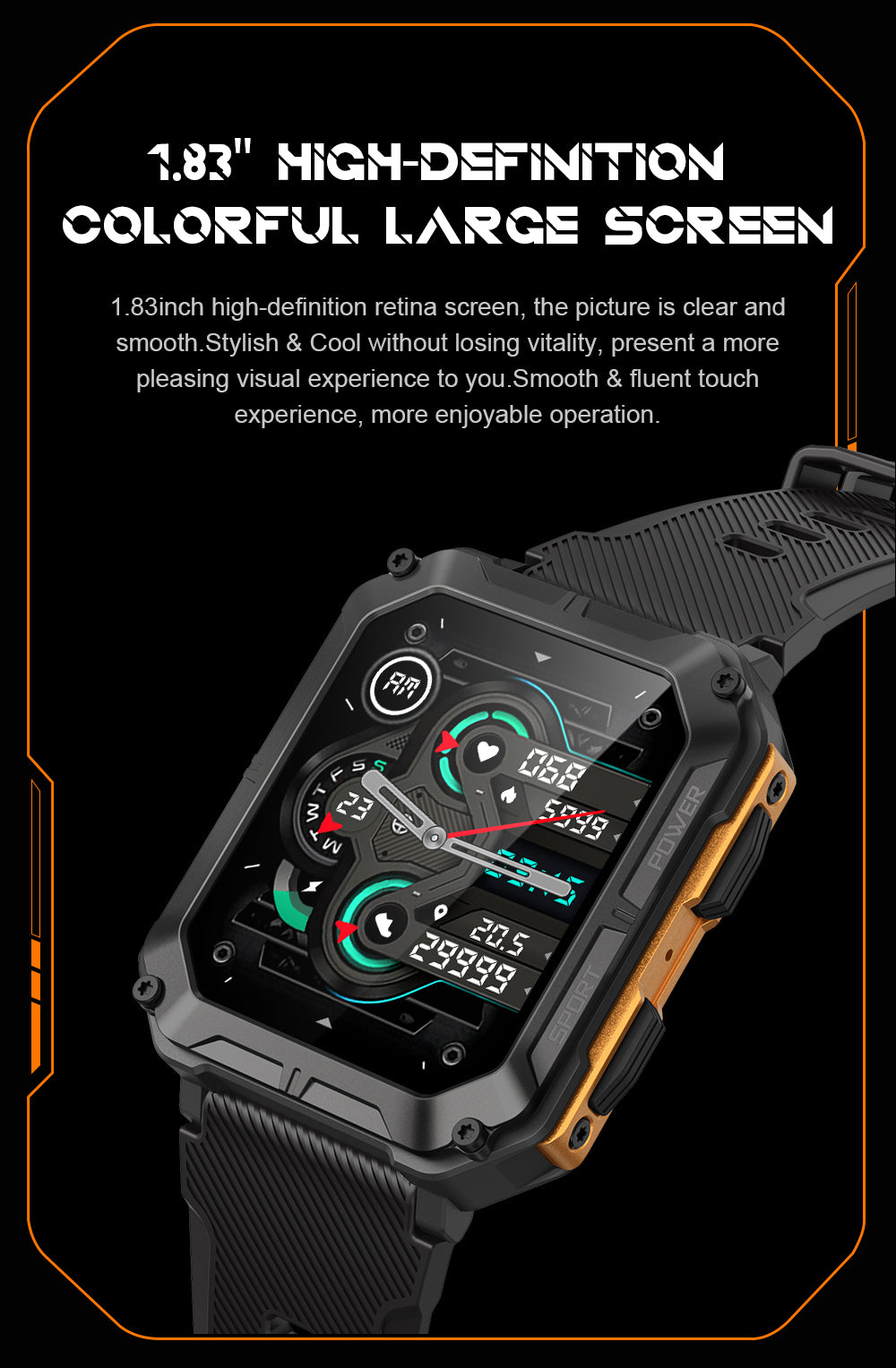 SENBONO Smartwatch C20pro supports wireless calls, music playback, calorie monitoring, fitness tracking, breathing training, and is compatible with iOS and Android