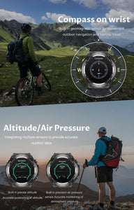 The smart watch KC82 has built-in PGS positioning, sports tracking, altitude, compass function, AI voice assistant, and Bluetooth call function, and is suitable for fitness, mountaineering, daily life, etc.