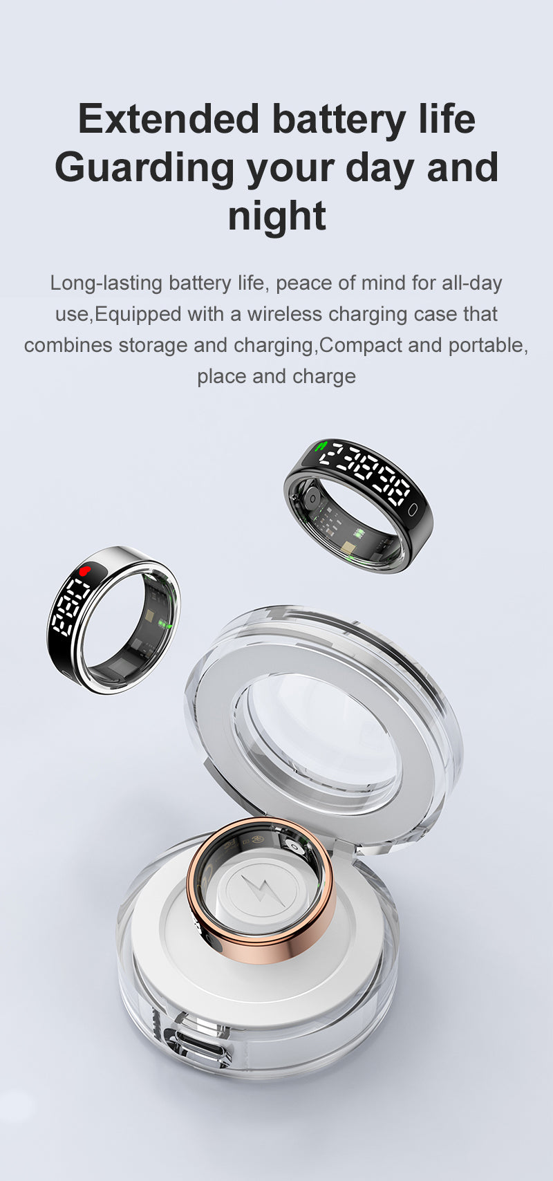 SENBONO Smart Ring, Stainless Steel, Bluetooth 5.3, Health Monitoring, Gesture Interaction, Sleep Monitoring, Somatosensory Gaming, 5ATM Waterproof, High-End Fashion Smart Couple Ring