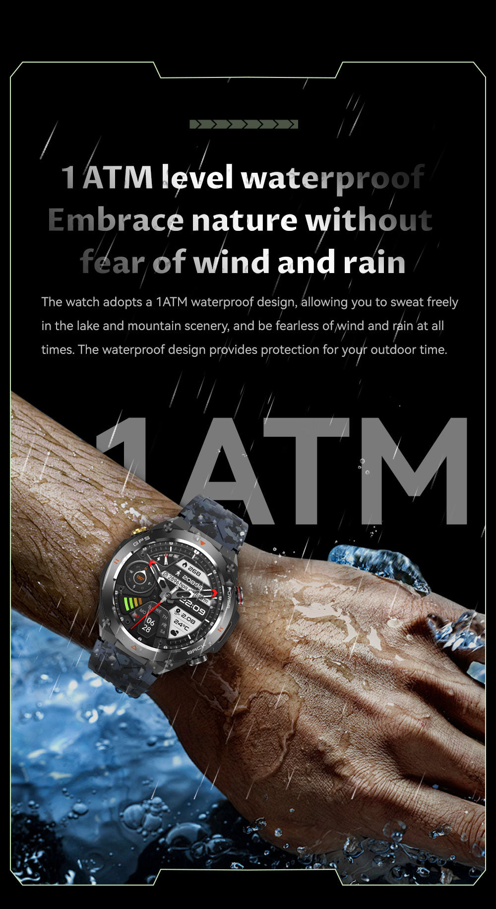 SENBONO The smart watch KC82 has built-in PGS positioning, sports tracking, altitude, compass function, AI voice assistant, and Bluetooth call function, and is suitable for fitness, mountaineering, daily life, etc.