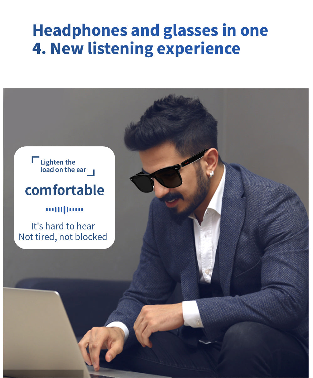 SENBONO Smart Glasses E13 Wireless BT 5.0 Sunglasses Outdoor Sport Hands-Free Call Music Headphone Anti-Blue Eyeglasses