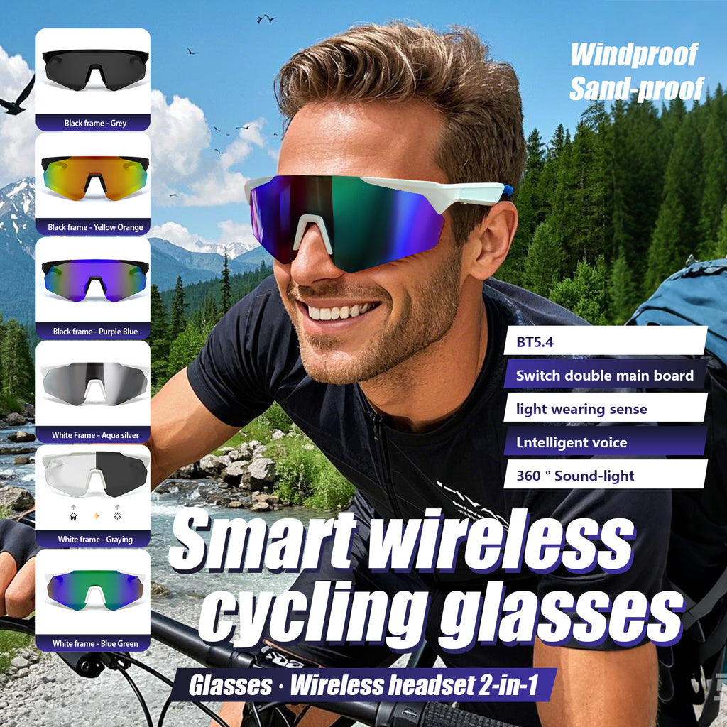 SENBONO QY-PRO2 smart glasses are the first choice. The large frame and colored polarized lenses can effectively block the glare of the sun and easily cope with scenes such as cycling and mountaineering.