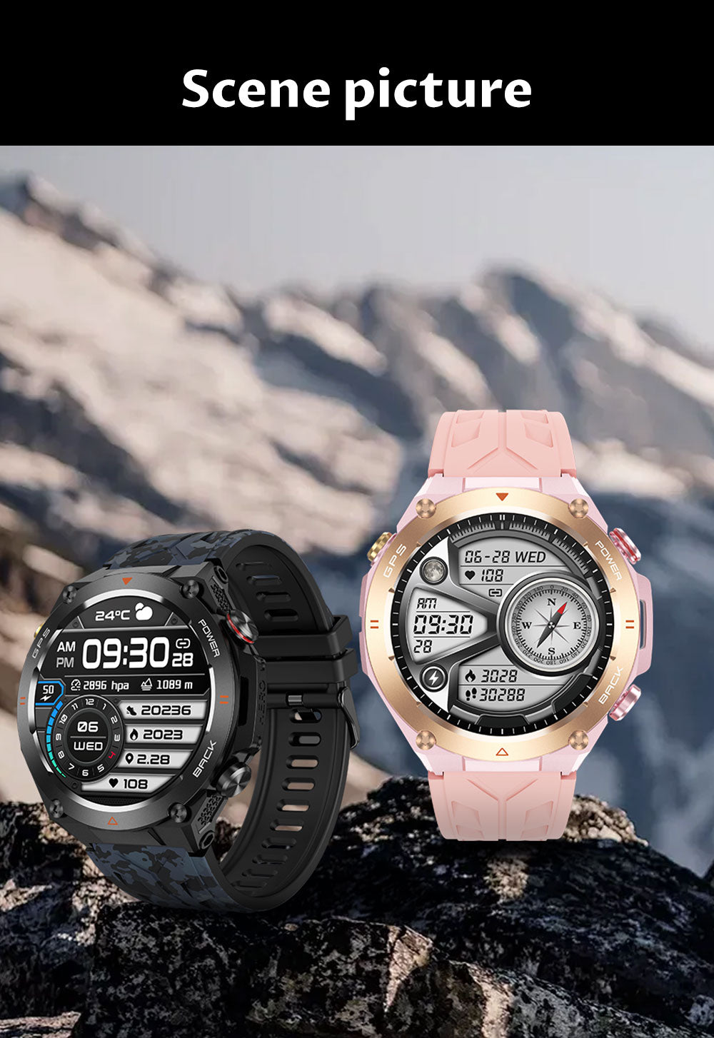 SENBONO The smart watch KC82 has built-in PGS positioning, sports tracking, altitude, compass function, AI voice assistant, and Bluetooth call function, and is suitable for fitness, mountaineering, daily life, etc.