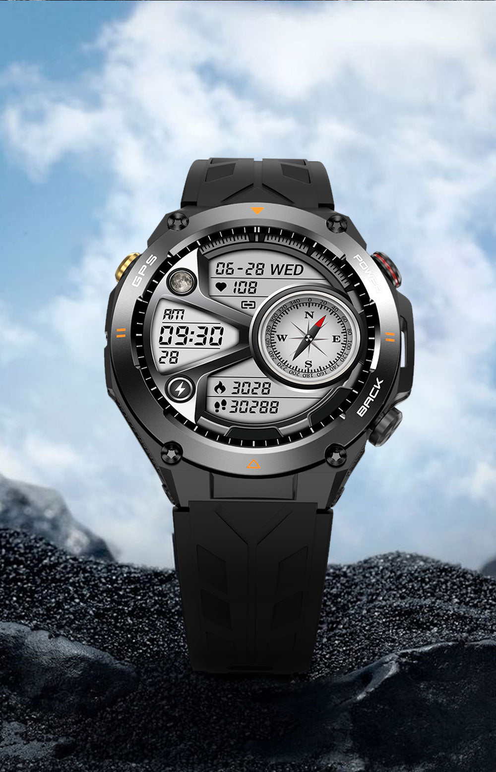 SENBONO The smart watch KC82 has built-in PGS positioning, sports tracking, altitude, compass function, AI voice assistant, and Bluetooth call function, and is suitable for fitness, mountaineering, daily life, etc.