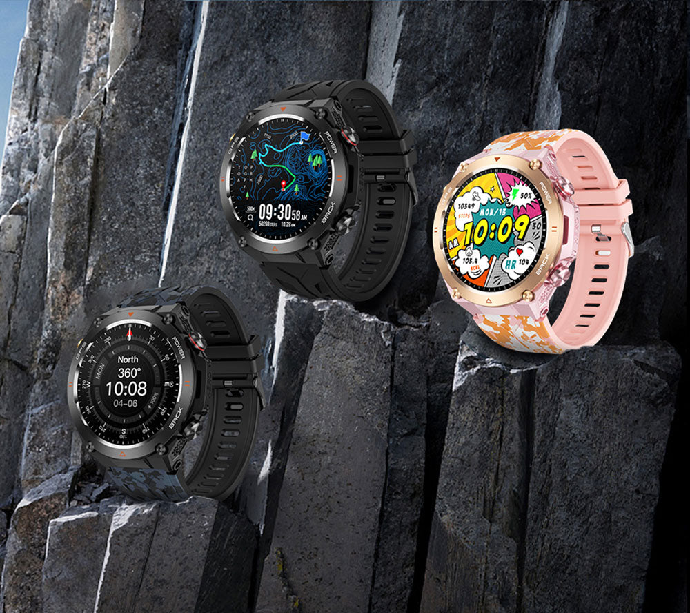SENBONO The smart watch KC82 has built-in PGS positioning, sports tracking, altitude, compass function, AI voice assistant, and Bluetooth call function, and is suitable for fitness, mountaineering, daily life, etc.