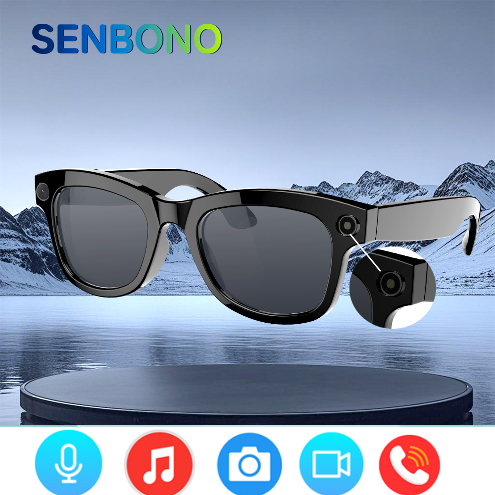 SENBONO M01 Smart Glasses with 500W HD Camera Bluetooth Calling, AI Translation, Audio Viewing Video Recording Glasses, Hands-Free HD Photography, Wireless Eyewear