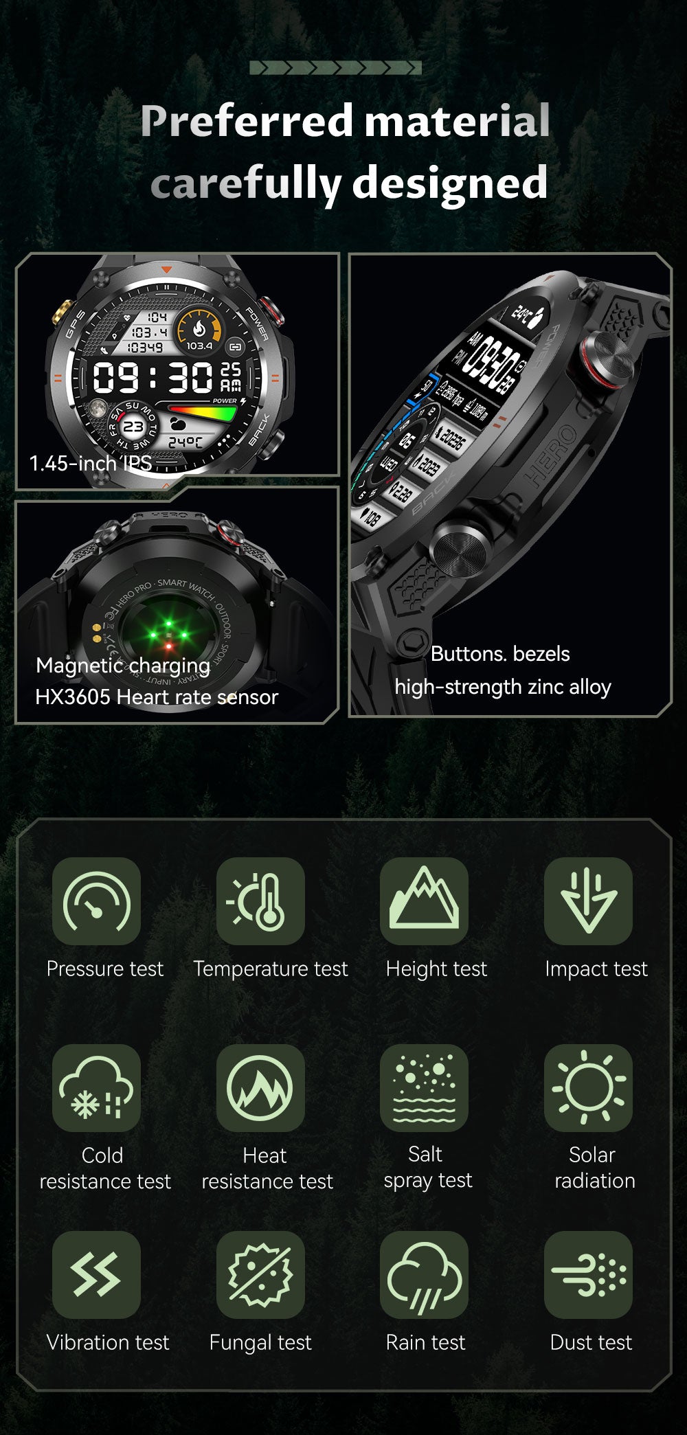 SENBONO The smart watch KC82 has built-in PGS positioning, sports tracking, altitude, compass function, AI voice assistant, and Bluetooth call function, and is suitable for fitness, mountaineering, daily life, etc.