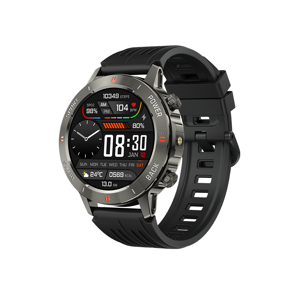 SENBONO men's sports smart watch S81PRO has functions such as wireless calling iPX8 waterproof alloy body and silicone strap, music control, multi-function reminder, etc.